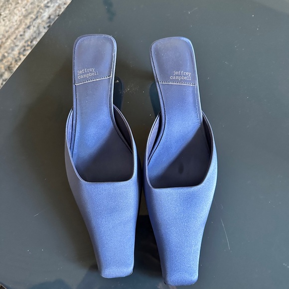 Jeffrey Campbell Navy Blue Square-Toe Heels - Picture 2 of 5